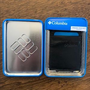 Black leather Columbia slim money clip/holder